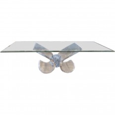 Sculptural Lucite and faux stone base coffee table